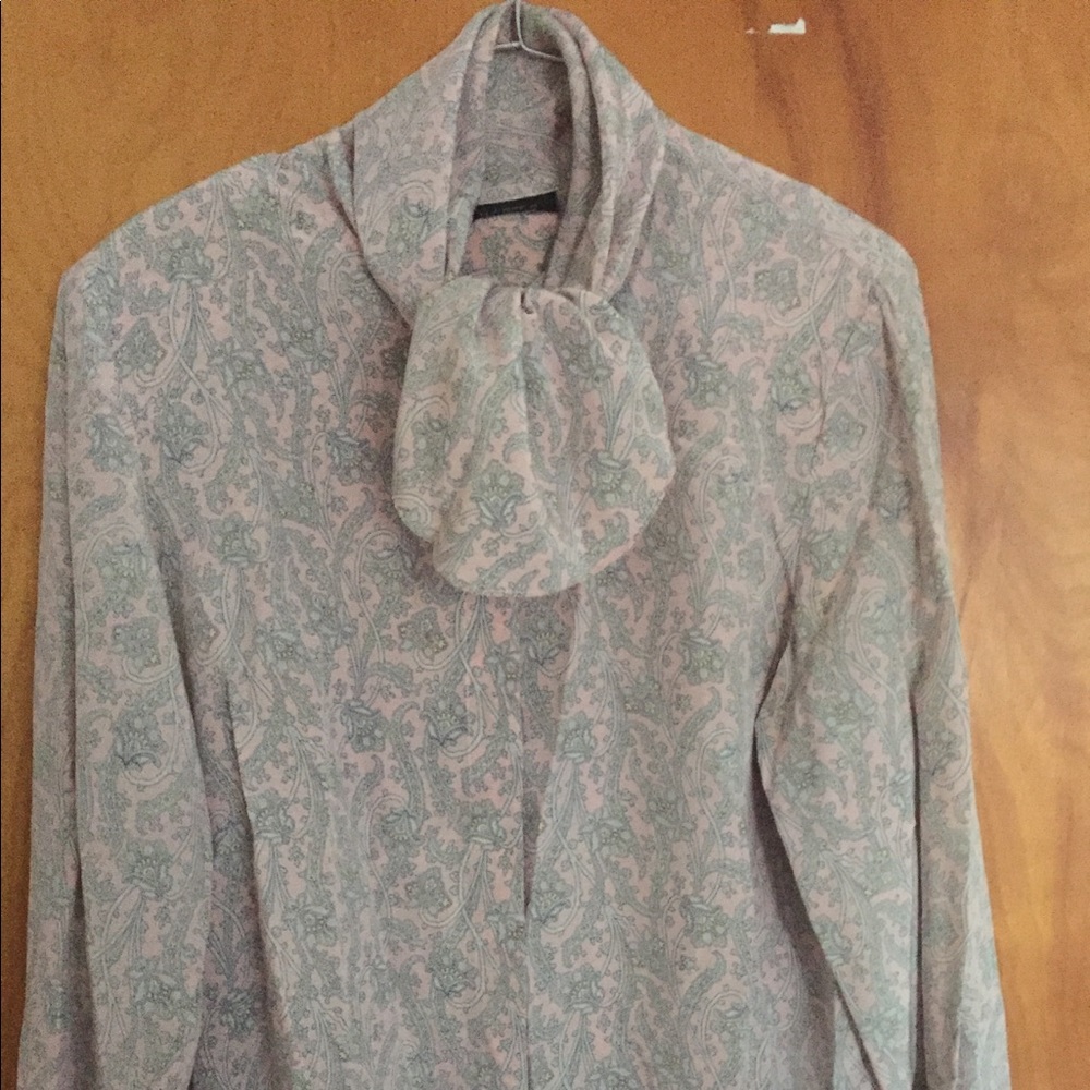 Alcott paisley button down long sleeve silk blouse